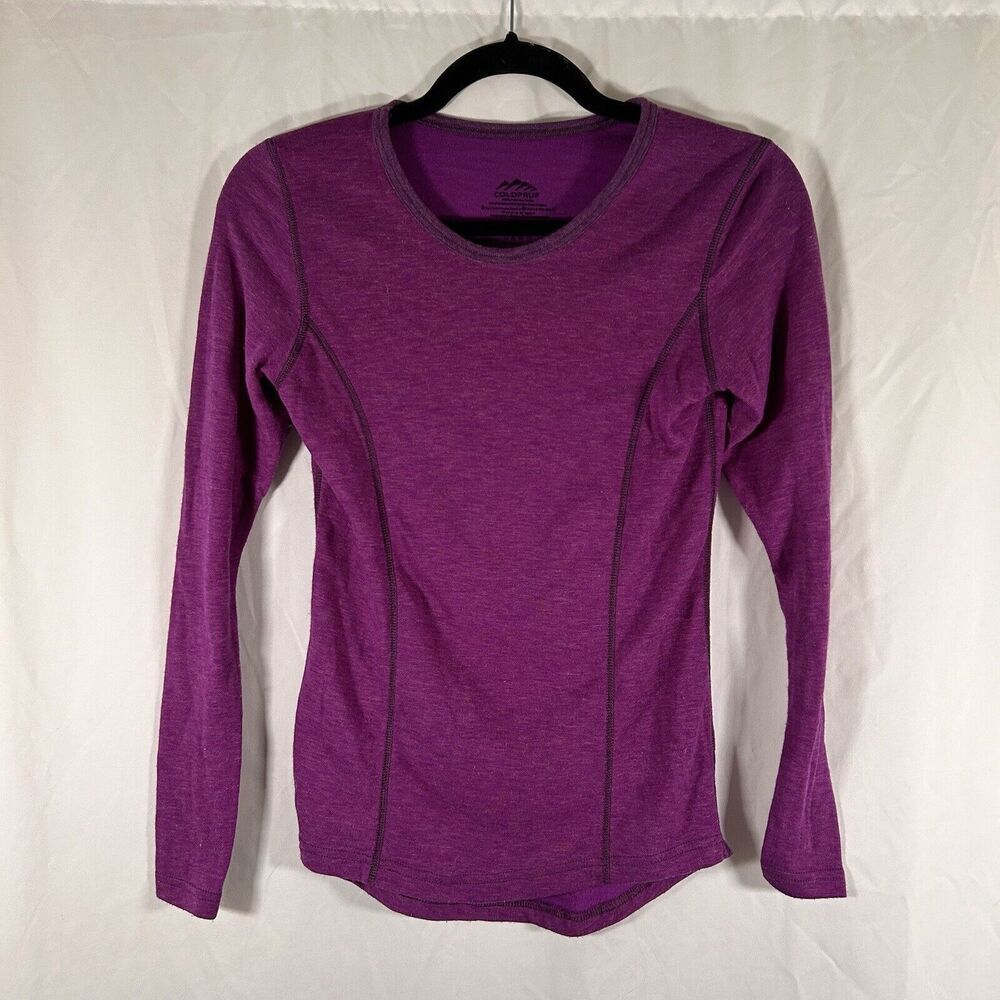 Coldpruf Base Layer Shirt Women's Small Purple Long Sleeve Crew Neck Polyester